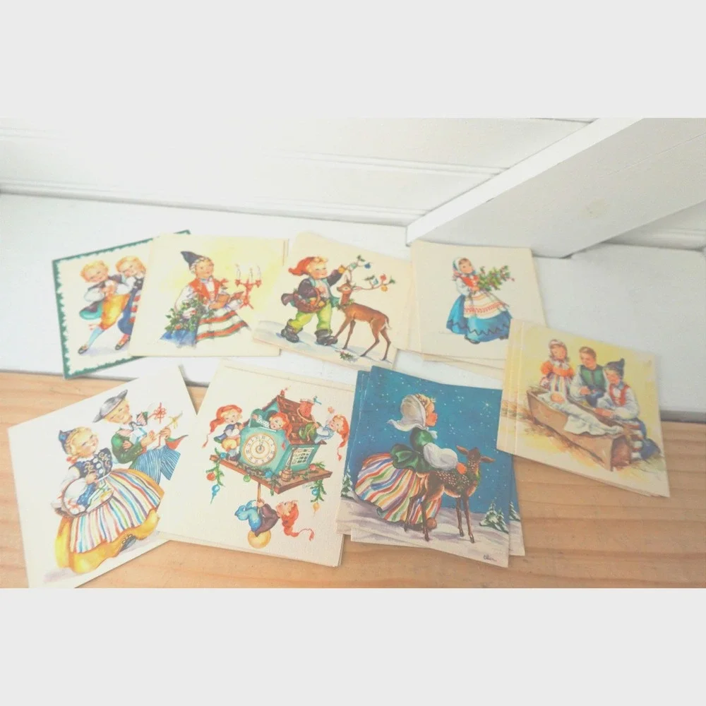 Vintage Christmas Greeting Cards Set of 21 Red Farm Studios Mini 3 inch Card